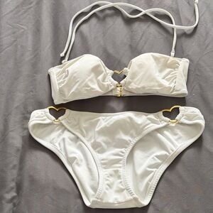 Victoria's Secret Cream Bikini with Heart Details